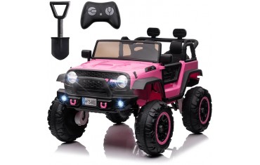 Funcid 24V 2-Seater Kids Ride on Truck Electric Car with Remote Control and Bluetooth 4WD/2WD Switchable 7AH Battery Powered Ride on Toy w/ 4x100W Motor, 3 Speeds, LED Lights, Spring Suspension, Red